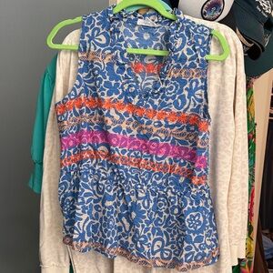 THML Blue and Pink Floral Blouse